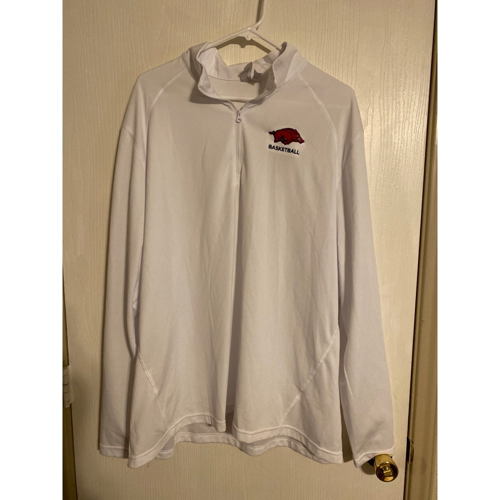 Arkansas Razorbacks Basketball Clique Quarter Zip Pullover White Mens XXL
0334